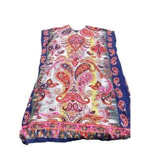 J.Peterman Women's Embroidered Paisley Beaded Sequin Tunic Top Size Medium